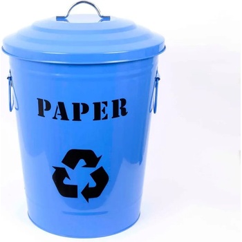 Image 1 of 25 л. син метален кош за разделно сметосъбиране с капак (018543)