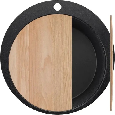 Твоят Стил Графитна кръгла кухненска гранитна мивка Пиза 50 Top 530 x 530 мм