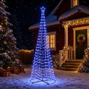 vidaXL Спирално LED коледно дърво с основа EKENAS 300 см (42056575)