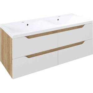 SAPHO Wave - Двоен шкаф за мивка 120x50x48 см, 4x чекмеджета, бяло/Алабама дъб WA120-3022 (WA120-3022)