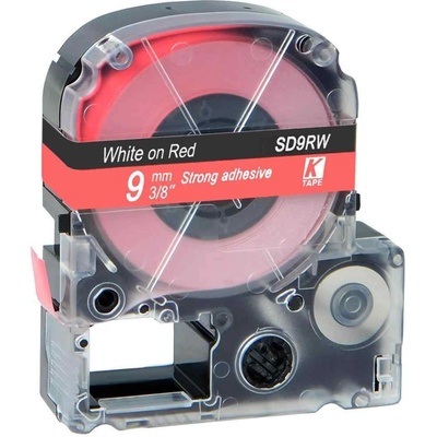 Compatible Epson LK-3RWP, SD9RW, 9mm x 9m, бял печат / червен фон, съвместима лента (LKSD9RW)