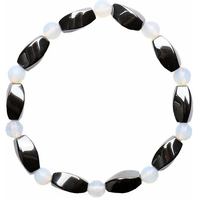 Nefertitis Hematit náramek Twist s korálky opalitu NF4906