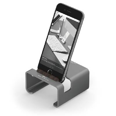 Стойка за бюро Elago M3 Stand - поставка от алуминий и дърво за iPhone 6/6+/5/5S/5C, iPad mini 2/3, тъмносива (VP-FT28-W9Y9-DARKGRAY)