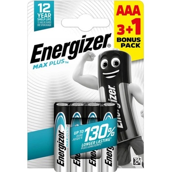Energizer Батерии алкални Energizer Max Plus, AAA, LR03, 1.5V, 4бр. в опаковка (E303321000)
