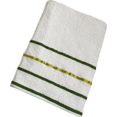 Top textil Osuška Pruhy tmavě zelené zlatý 75x140 cm bílá