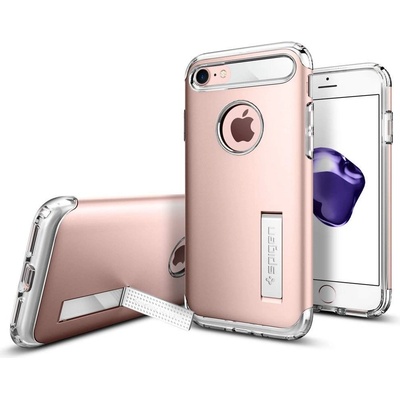 Spigen Slim Armor Case - хибриден кейс с поставка и най-висока степен на защита за iPhone 8, iPhone 7 (розово злато)