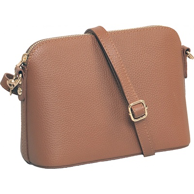 MaxFly malá kožená crossbody kabelka 5232 světle hnědá