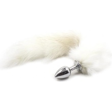 Fetish Addict Metal Butt Plug with Foxy Tail Velvet Touch 40 cm White