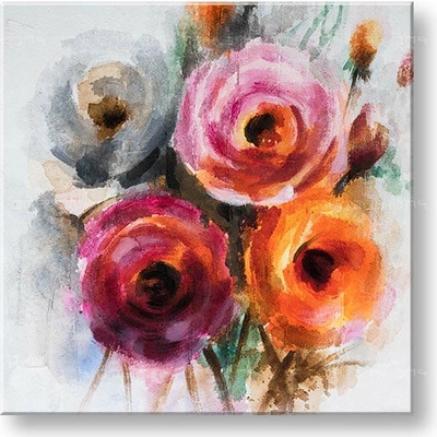Maľovaný obraz na stenu KVETY 70x70 cm - 70×70 cm / Klasický 2 cm