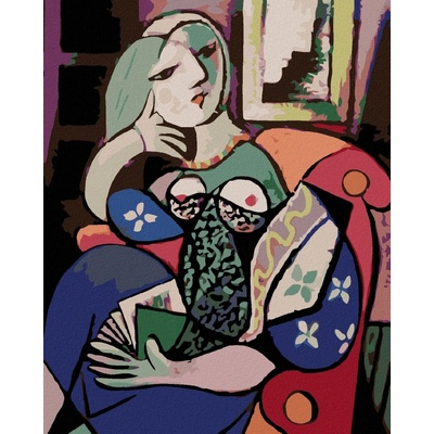 zuty Žena s knihou v obývacím pokoji 40 x 50 cm vypnuté plátno na rám 8596530024491