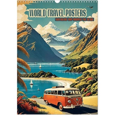 Calvendo World Travel Posters - Nostalgic Trip Around the Globe (Wall Calendar 2026 DIN A3 portrait), CALVENDO 12 Month Wall Calendar | Calvendo, Renate Utz
