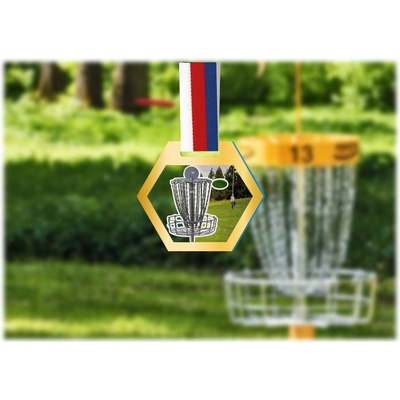Akrylátová medaile Diskgolf Zlatá