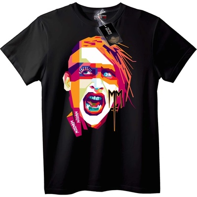 NOONEBRAND Тениска Marilyn Manson Геометрично изкуство - 4XL, Black