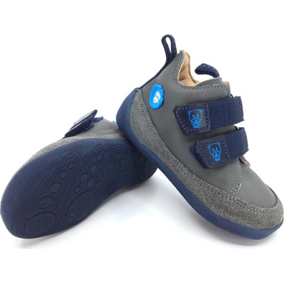 Affenzahn Lowcut Leather BearDark Grey Blue