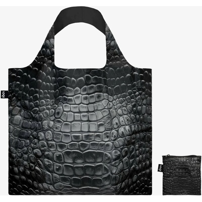 LOQI CROCODILE Skládací nákupní taška Black