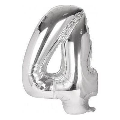 IMPAP Fóliový balónek 40 cm číslice 4 stříbrný 24226