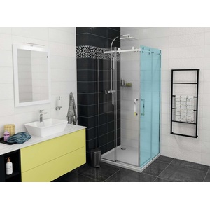 SAPHO Dragon - Двукрилни душ кабини 90 см, Coated Glass, лъскав алуминий/прозрачно стъкло GD4290 (GD4290)