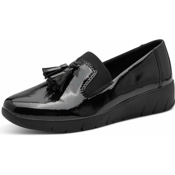 Lesklé mokasíny na klínové podrážce Jana černá