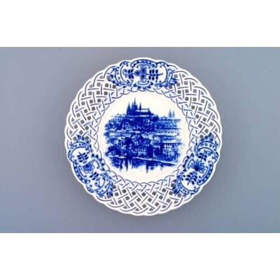 Zwiebelmuster Hanging plate openwork PRAG 18cm 480g Original Blue Onion Pattern Bohemia from Dubi
