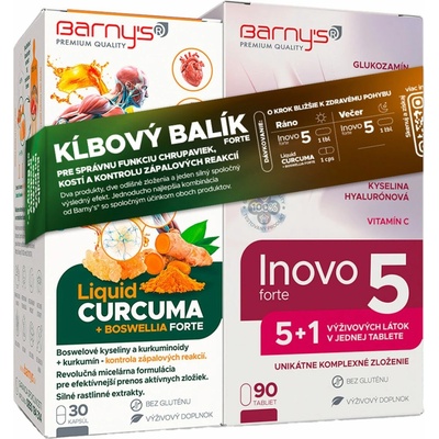 Barny's KĹBOVÝ balík FORTE Inovo 5 forte 90 tabliet + Liquid Curcuma+Boswellia Forte 30 kapsúl
