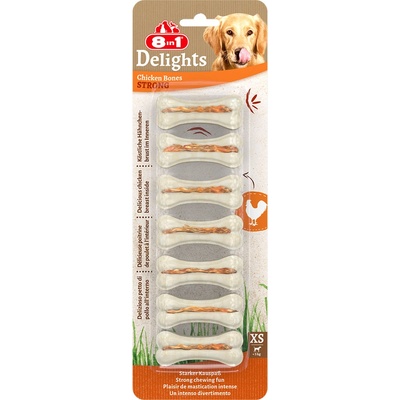 8in1 Delights Strong žvýkací kosti kuřecí XS 7 ks 140 g