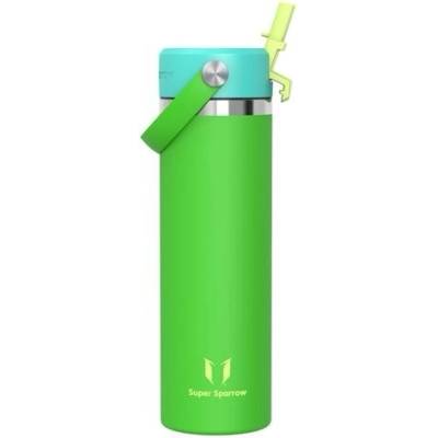 Super Sparrow termoska z nerezové oceli s brčkem a víčkem 750 ml zelená