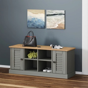vidaXL Пейка за обувки VIGO, сива, 106x35x45 см, бор масив (353180)