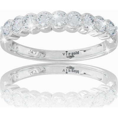 VIPgold Zlatý prsteň s bielymi zafírmi v bielom zlate R35148b S