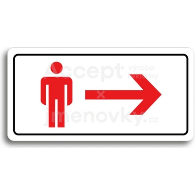 ACCEPT Piktogram WC MUŽI VPRAVO - bílá tabulka - barevný tisk