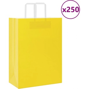 vidaXL Хартиени торбички 250 бр с дръжки жълти 32x17x44 см (4102014)
