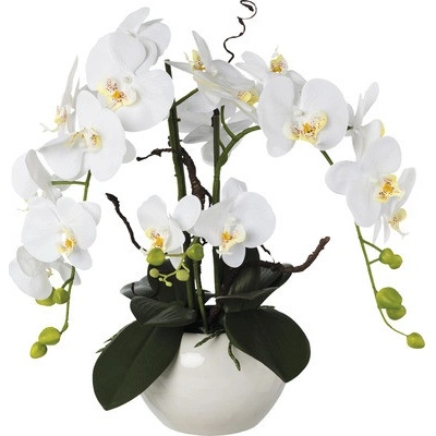 Umelá kvetina aranžmán phalaenopsis 55 cm Real Touch biela