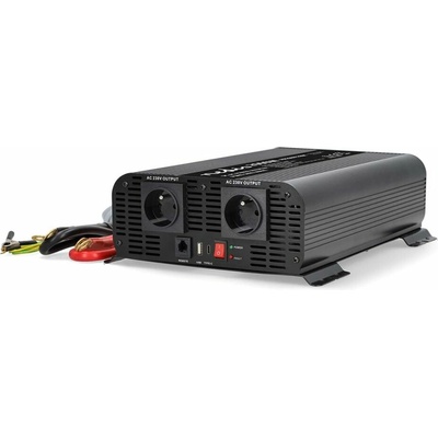 Nedis PIP200012EBK , čistá sinusovka, 12V/230V, 2000 W, 1x USB-A + 1x USB-C výstup, 2 CZ zásuvky