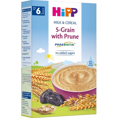 Hipp БИО Млечна каша 5 зърна със сливи 6м+ 250г