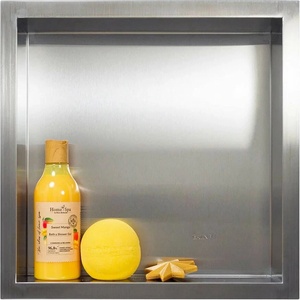 BALNEO Квадратен вграден рафт Balneo Wall-Box 30x30x10 см, полирана неръждаема стомана (OB-IN2)
