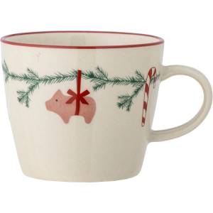 Bloomingville Кремава глинена чаша с коледен мотив 380 ml Yule - Bloomingville (82062256)