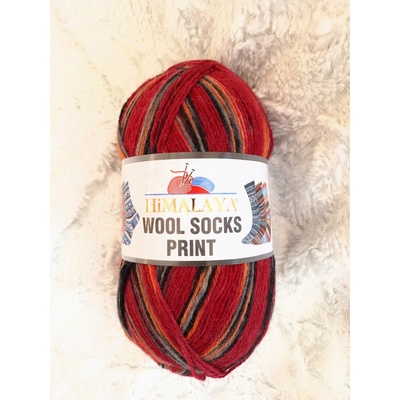 Himalaya Příze Wool socks print - S43-03 vínovo-černo-oranžová