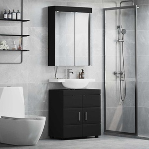vidaXL Комплект мебели за баня TULUM 2 бр. Черно 60 x 34 x 63 см (3398015)