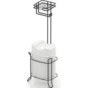 Tekno-Tel Стояща поставка за тоалетна хартия tekno tel mg-098wb , с кошче , черно-бяло (9999150122)