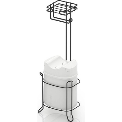 Tekno-Tel Стояща поставка за тоалетна хартия tekno tel mg-098wb , с кошче , черно-бяло (9999150122)