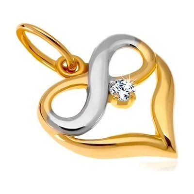 Šperky eshop Diamantový zlatý prívesok 585 dvojfarebné srdce