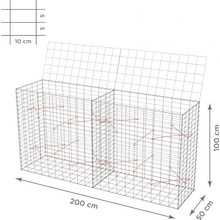 TopGabion Gabionový koš s víkem: 200×50×100 cm - oko sítě 10×5 cm