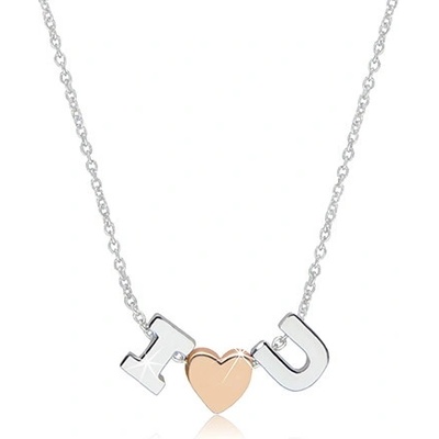 Šperky eshop Rhodiovaný ze stříbra motiv I love U tvořený písmeny I a U a srdíčkem Z22.03