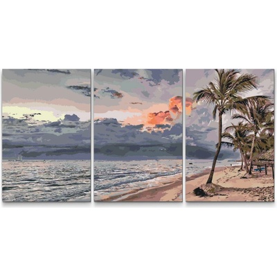 Painting Queens Klidná pláž sada 3 ks 60 x 80 cm vypnuté plátno na rám PBNSET/03QUIETBEACH/60 x 80_60 x 80_60 x 80/W