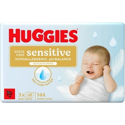 Huggies Extra care sensitive triplo vlhčené obrúsky 144 kusov
