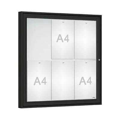 PROCITY Vonkajšia vitrína Classique, 6 x A4, plexi, čierna
