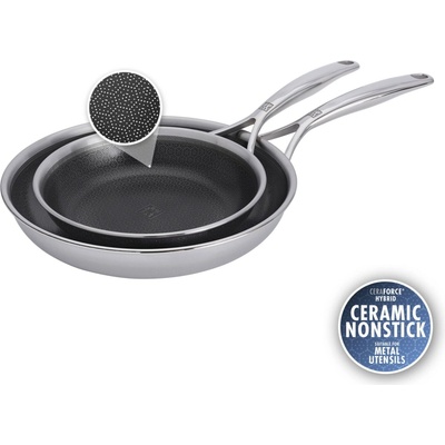 Zwilling Sada 2 nerezových nepřilnavých pánví s hybridním keramickým povrchem Peak, Ø 20, 26 10
