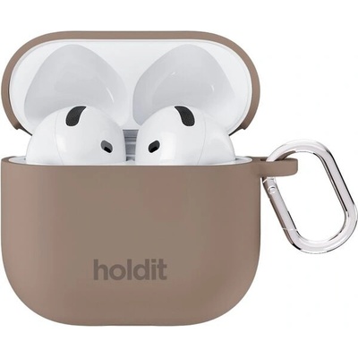 Holdit Калъф за слушалки Holdit - Silicone Case Solid, AirPods 4, Mocha Brown (7330985172182)