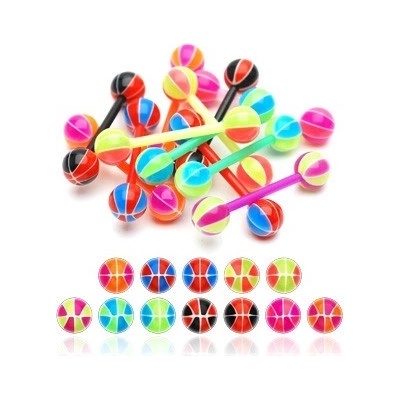 Šperky eshop piercing do jazyka basketbalový míč I15.18 černá červená
