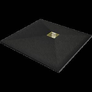 Mexen Stone+ квадратен композитен душ под 100 x 100 см, черен, маскировка в (44701010-G)