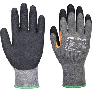 Portwest grip 10 a106 / Ръкавици с латексово подсилване на палците, 12 броя в опаковка - черно/сиви xxl (a106g8rxxl)